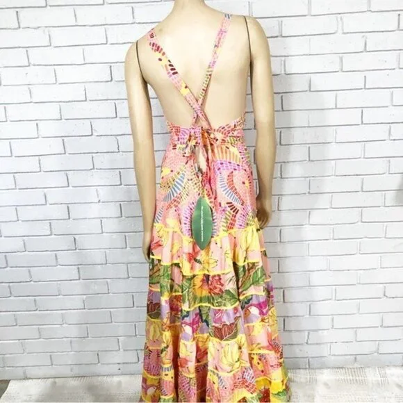 Farm Rio Women’s Mixed‎ Prints Tiered Maxi Dress - Size Large